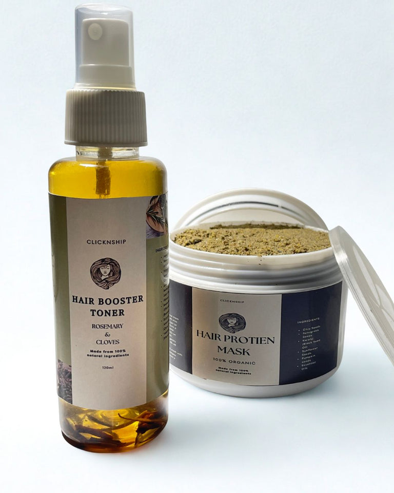 ClicknShip Hair Care Bundle – Protein Hair Mask + Rosemary & Clove Hair Toner